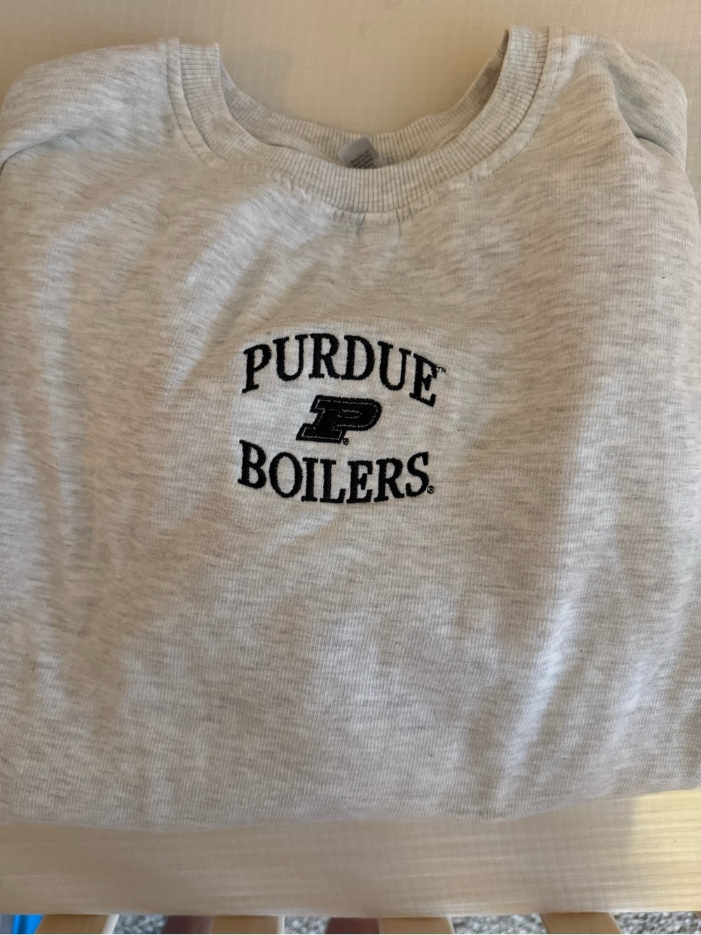 Purdue Boilers Gray Crewneck Sweatshirt- Purdue University motion P- GUC, XL
